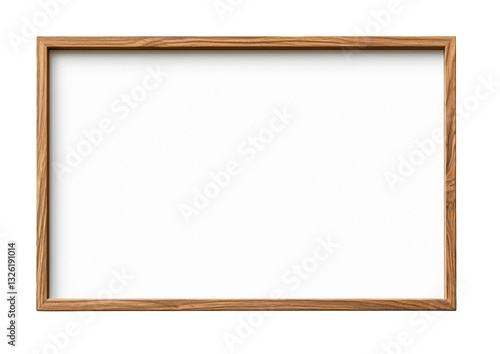 isolated transparent Background. Empty wooden frame with warm walnut finish, perfect for artwork display