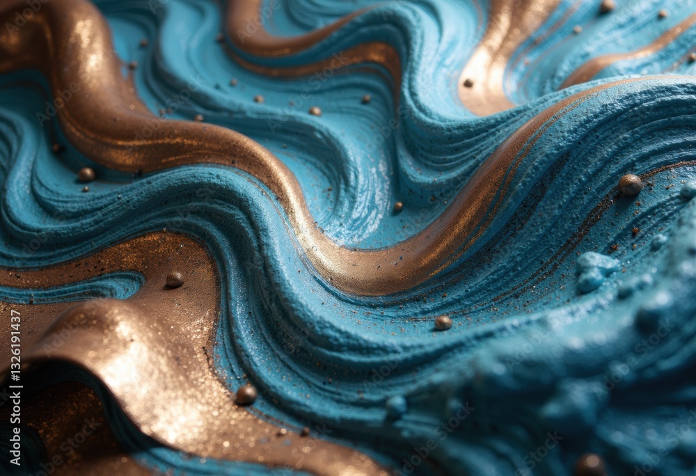 Abstract blue and gold textured waves create a stunning visual effect Abstract blue and gold textured waves create a stunning visual effect