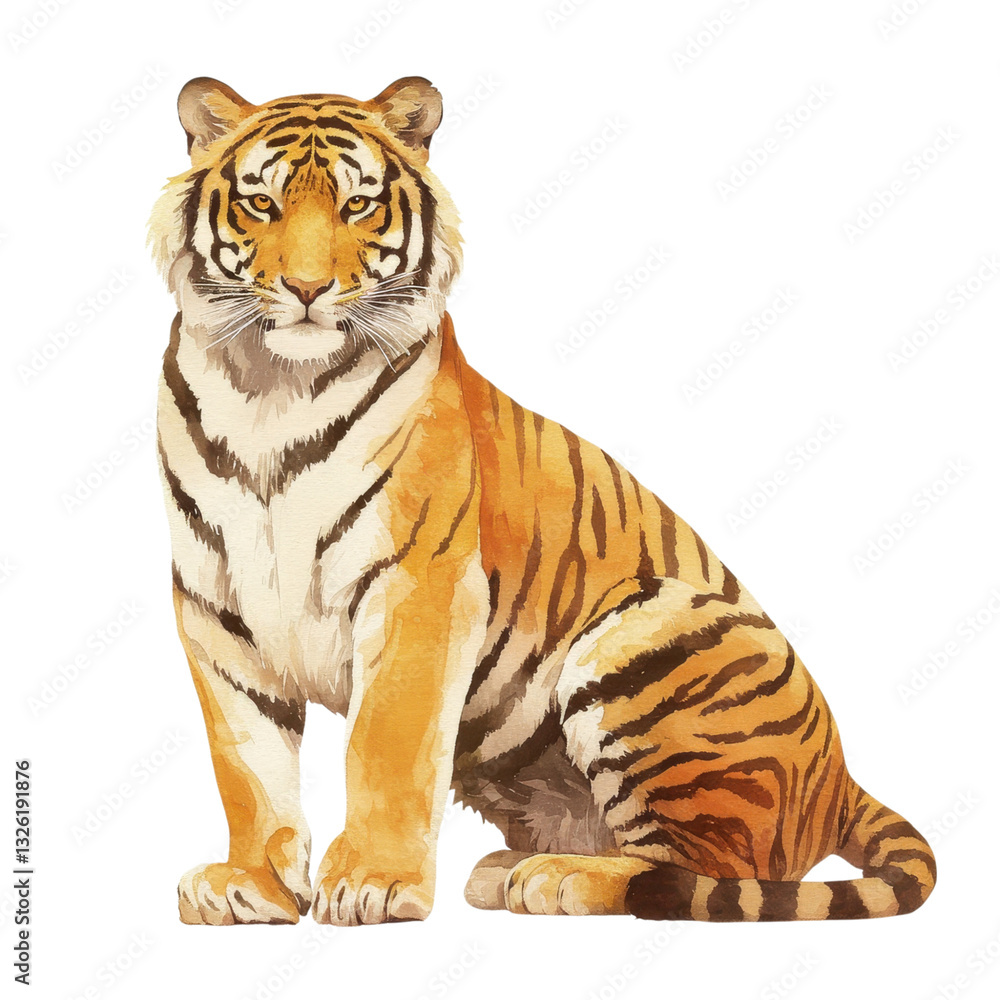 Obraz premium Digital art of a majestic tiger close-up in its natural jungle wildlife habitat