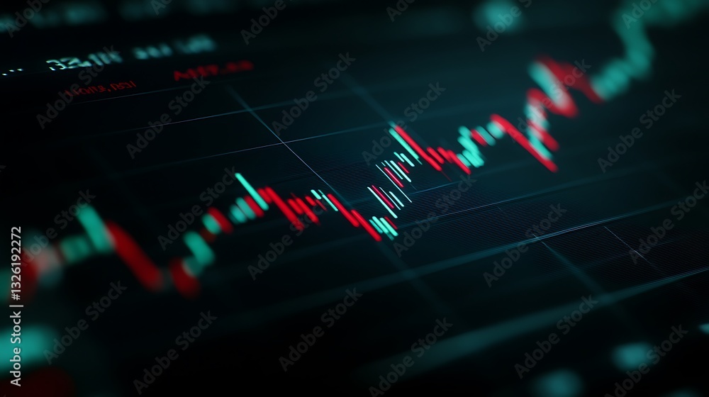 Fototapeta premium Financial Market Data Visualization with Colorful Candlestick Chart Displaying Stock Trends and Analytics
