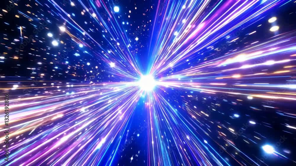 Zoom through hyperspace, a vibrant burst of light and color. Cosmic energy, abstract speed, evoking feelings of infinite travel and discovery Zoom through hyperspace, a vibrant burst of light and color. Cosmic energy, abstract speed, evoking feelings of infinite travel and discovery