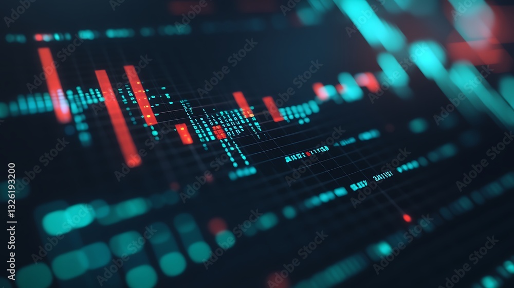 Futuristic Data Visualization with Graphs and Candlestick Charts in Digital Space for Financial Analysis Futuristic Data Visualization with Graphs and Candlestick Charts in Digital Space for Financial Analysis