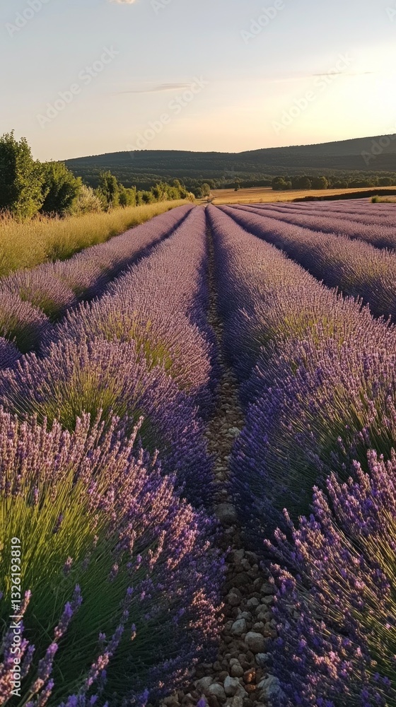 custom made wallpaper toronto digitalScenic Lavender Field Under a Soft Sunset Sky in Provence, France