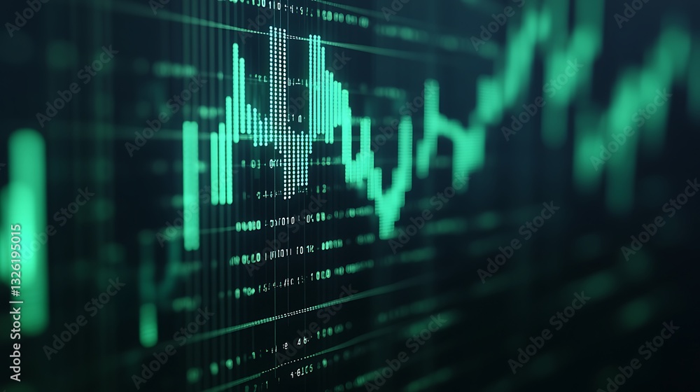 Green and Black Abstract Financial Data Visualization with Stock Market Trend Charts and Graphs Green and Black Abstract Financial Data Visualization with Stock Market Trend Charts and Graphs