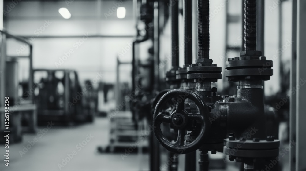 Fototapeta premium Industrial pipes and valves in a factory.