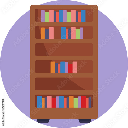 A wooden shelf stacked with books, representing storage or display in a bookstore.