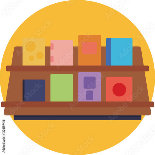 A simple bookshelf holding multiple books, symbolizing organization and reading.