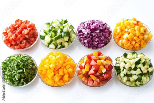 A collection of vegetable-filled bowls on a table