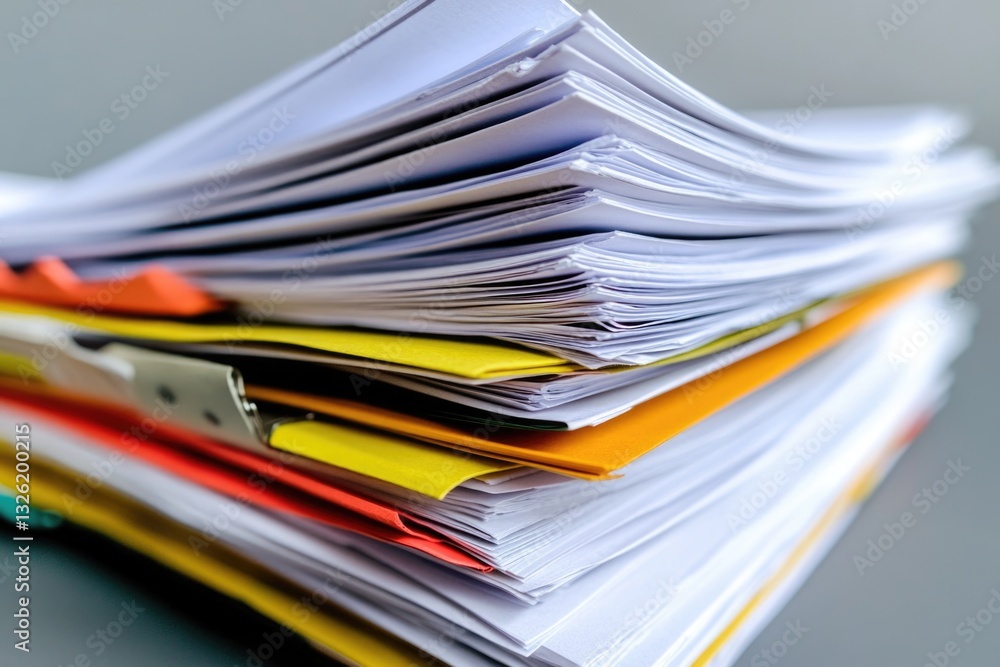 A stack of papers sitting on a table, perfect for office or study settings A stack of papers sitting on a table, perfect for office or study settings