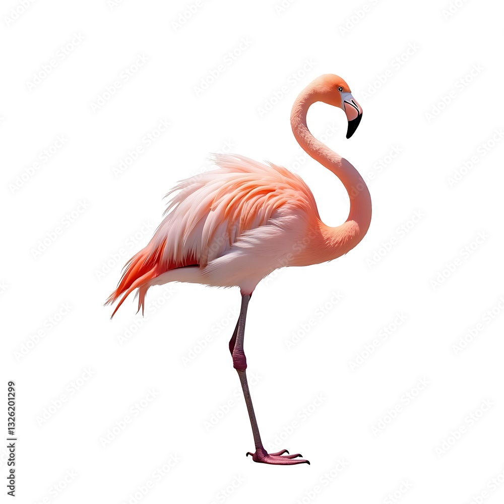 Fototapeta premium pink flamingo isolated on white background
