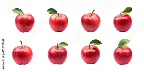 Pack Apple Fruit Set in Different Poses Against Transparent Background for Organic Food Branding, Healthy Lifestyle Promotion, or Culinary Design
