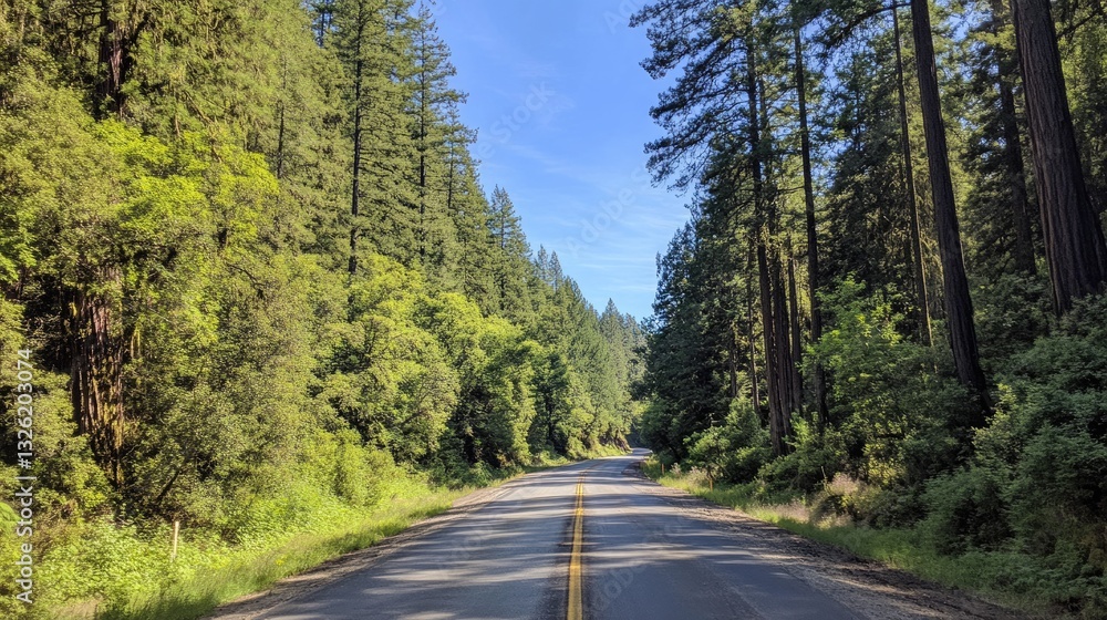 Fototapeta premium Avenue of the Giants California: Redwoods Trail along Pacific Ocean