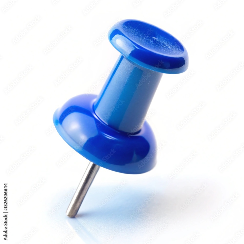 Blue push pin on white background Blue push pin on white background