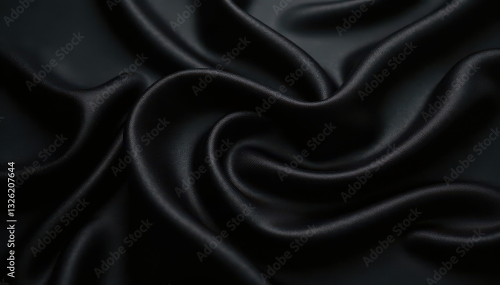 Fototapeta premium Luxurious black silk, subtle sheen, smooth surface, ample space, presentation, simple, deep black