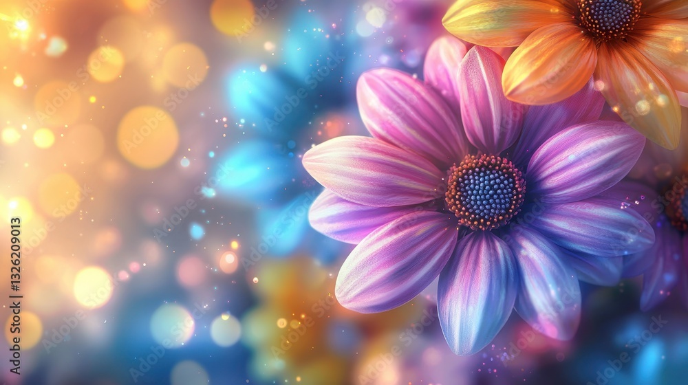 Vibrant Flowers with Bokeh Background in Soft Pastel Colors