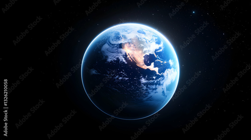 Pixelated Earth Globe in Dark Space Pixelated Earth Globe in Dark Space