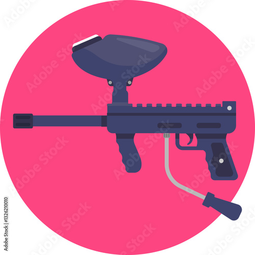 A paintball-playing weapon used for aiming and shooting paint projectiles.