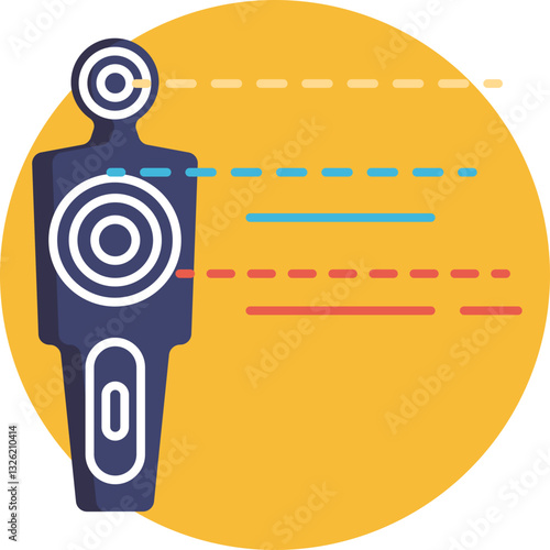 Target Silhouette: A simple figure representing a person or object used as a target in paintball games.