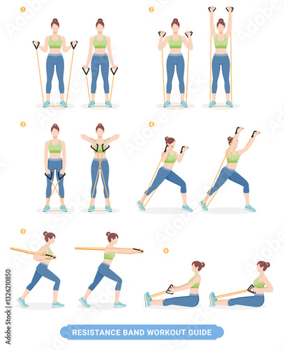 Resistance band exercises workout for women