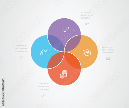 4 circle ven diagram colorful presentation business infograph