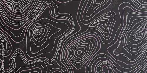 Highly Stylized and Seamlessly Repeating Topographic Contour Map Incorporating Abstract Wave Motifs and Detailed Grid Structures
