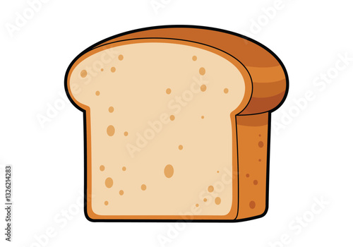 Bread slice clip art. A single slice of bread with a light brown crust and a beige interior with small dots. Vector illustration design.