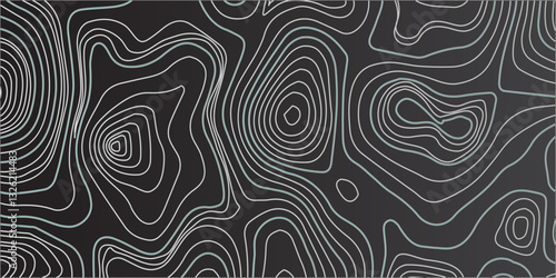 Highly Stylized and Seamlessly Repeating Topographic Contour Map Incorporating Abstract Wave Motifs and Detailed Grid Structures
