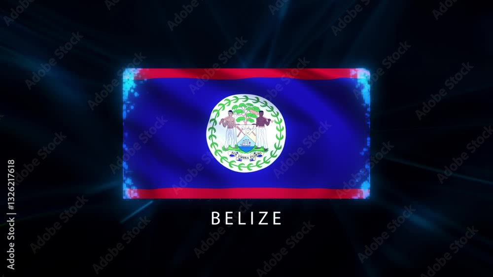 Belize flag intro. Belize flag background tech effect.