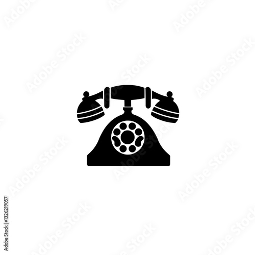 Classic rotary telephone icon with a globe, symbolizing global communication, international calls, and traditional landline connectivity.