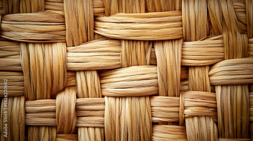 A background of woven rattan with a natural and textured look A background of woven rattan with a natural and textured look