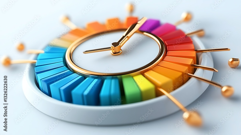Vibrant 3D Render of a Colorful Clock: Time and Spectrum Design AI Generated Vibrant 3D Render of a Colorful Clock: Time and Spectrum Design AI Generated