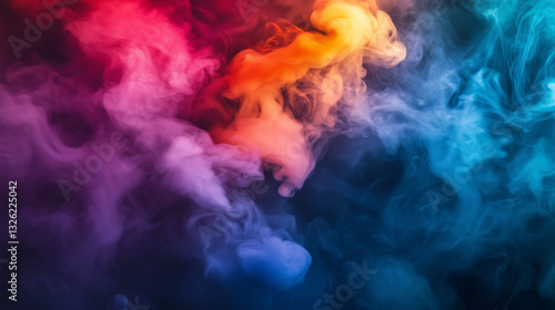 Colorful smoke swirl creates an abstract backdrop for artistic designs and digital media projects