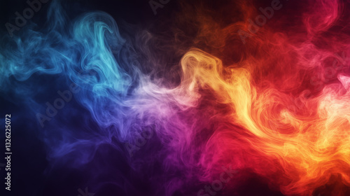 Colorful wisps of smoke swirl together creating a mesmerizing visual effect in a dark background