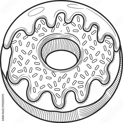 Line art Donut coloring page 