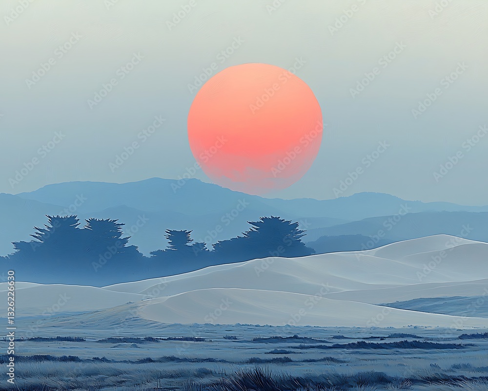 Fototapeta premium Sunrise Over Coastal Sand Dunes.