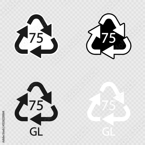 Low Lead Glass. Glass recycling code 75 GL Set.