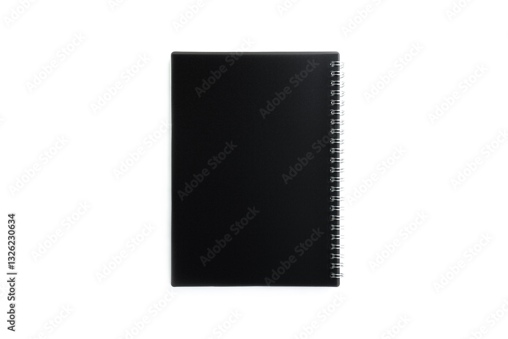 Black spiral notebook isolated on white background, Blank notebook Black spiral notebook isolated on white background, Blank notebook