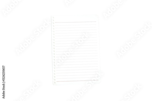 White lined notebook paper isolated on white background,  Blank paper