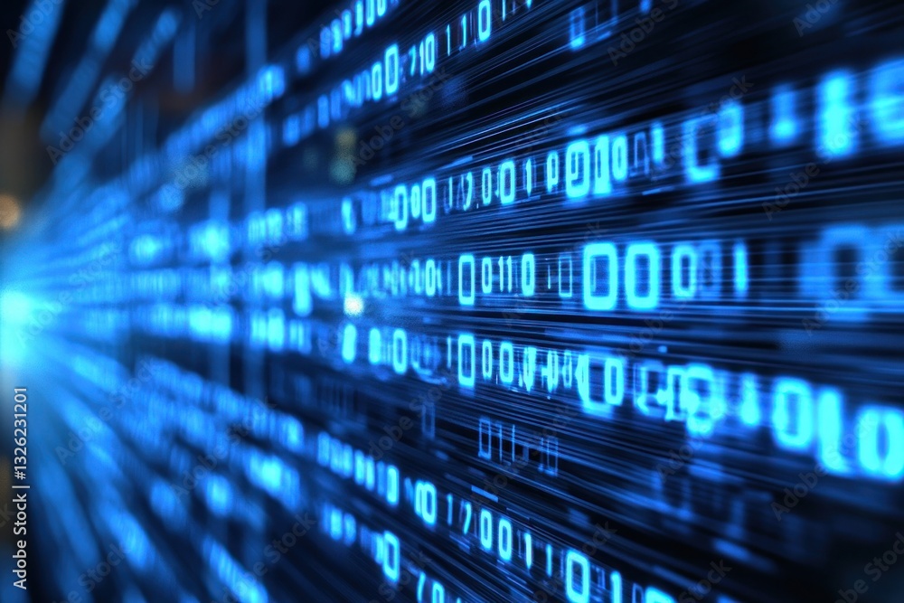 Fototapeta premium Abstract representation of digital data flow with binary code backdrop