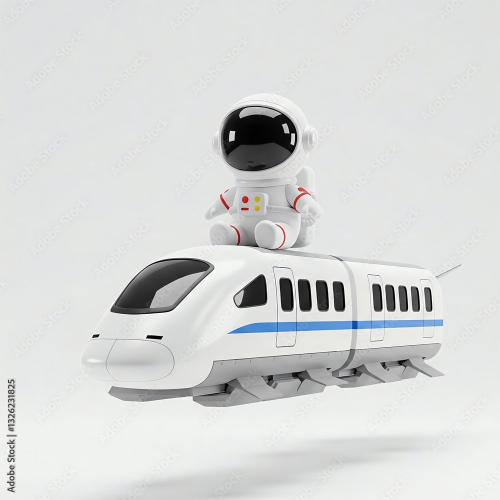 Obraz premium Cute Astronaut Sitting on Speed Train