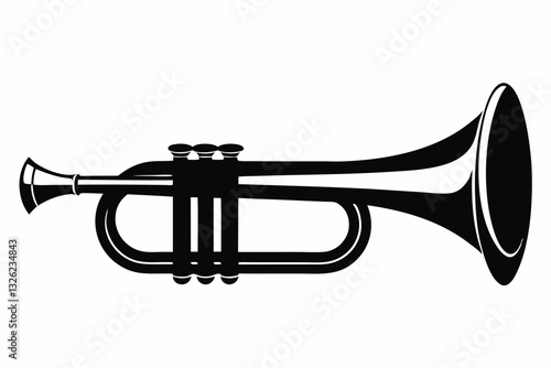 bugle line art silhouette vector illustration