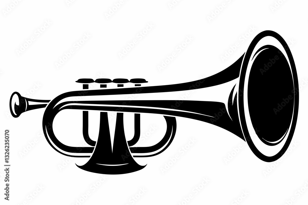 bugle line art silhouette vector illustration bugle line art silhouette vector illustration