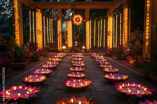 Candlelit ceremonial hall with a golden glow