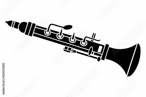 clarinet line art silhouette vector illustration