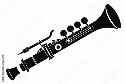 clarinet line art silhouette vector illustration