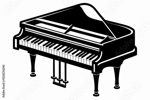 clavichord line art silhouette vector illustration