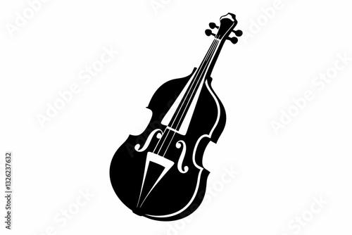 double bass line art silhouette vector illustration
