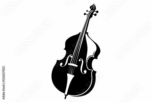 double bass line art silhouette vector illustration
