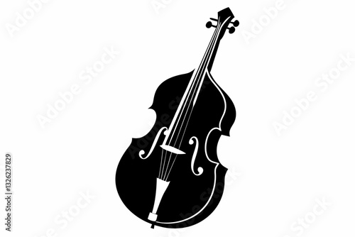 double bass line art silhouette vector illustration