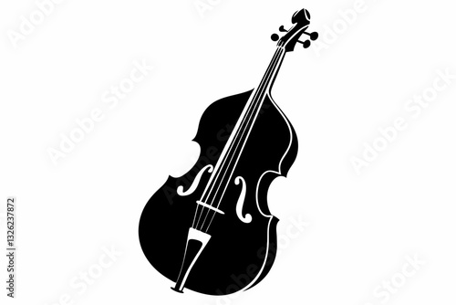 double bass line art silhouette vector illustration